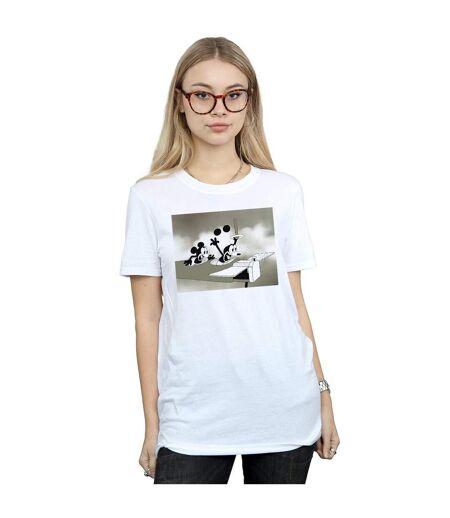 Disney Femmes/Les femmes Mickey Mouse Crazy Pilot - T-shirt boyfriend en coton (Blanc) - UTBI36782