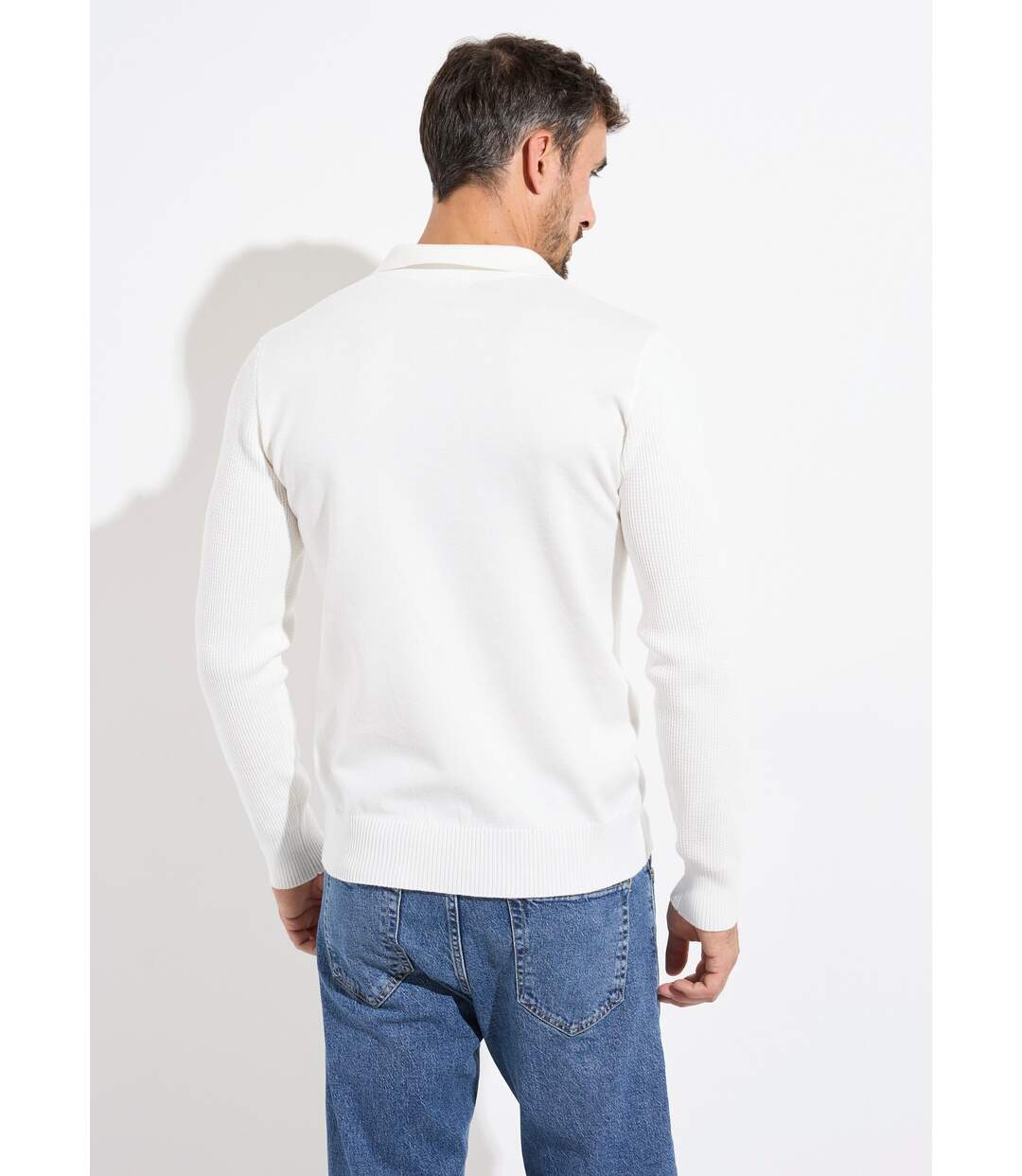 Pull ajusté col polo, manches longues-2