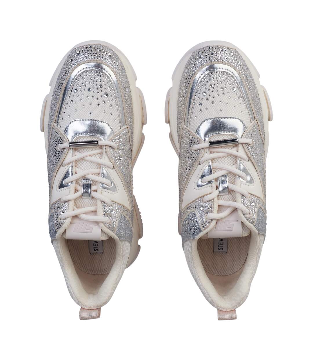 Womens/ladies Privy Embellished Trainers Coin Silver Steve Madden-4