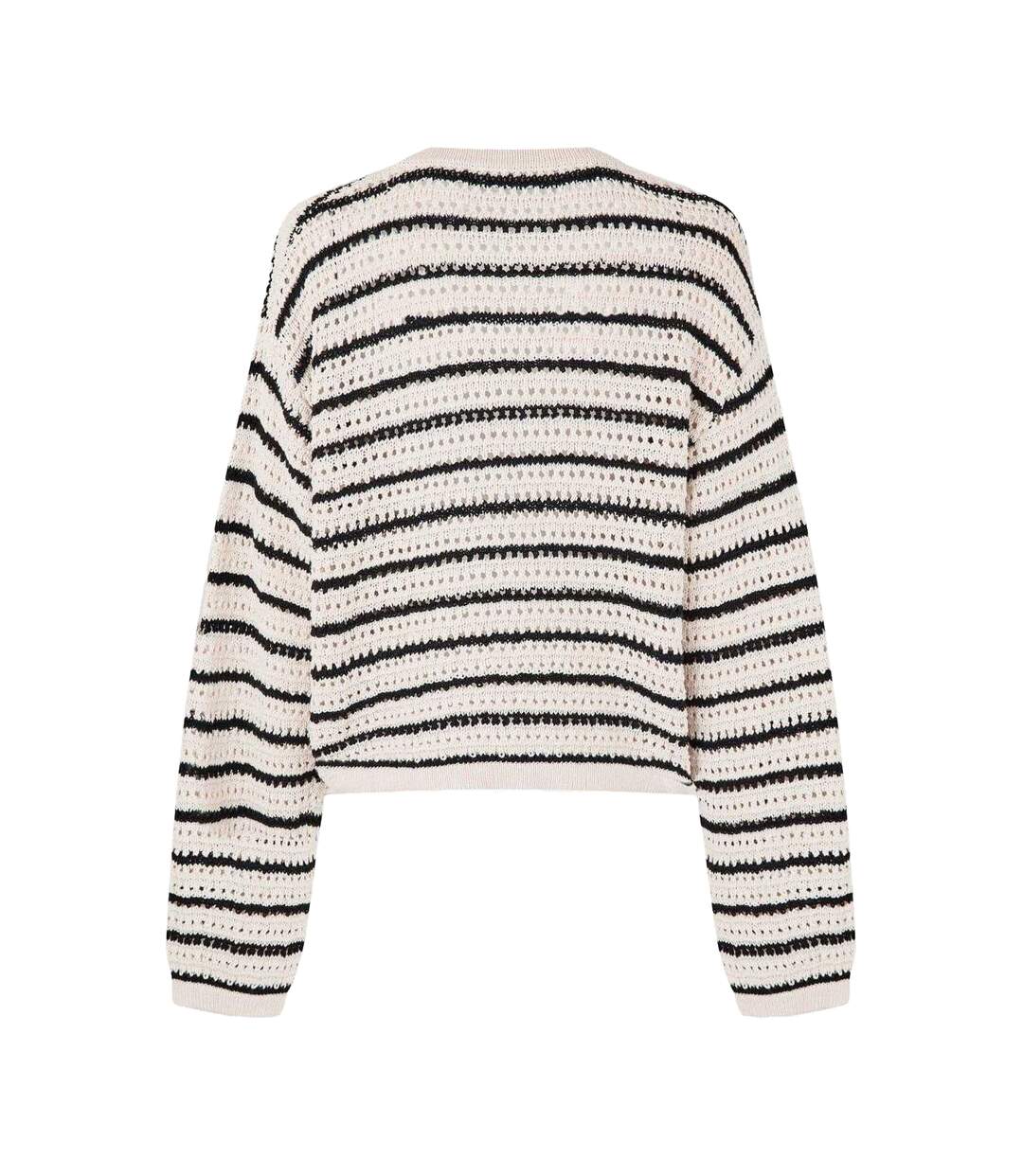 Womens/ladies Ida Stripe Crochet Cardigan Black Edited-3