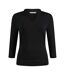 Kustom Kit Womens/Ladies Mandarin Collar 3/4 Sleeve Top (Black) - UTPC5215