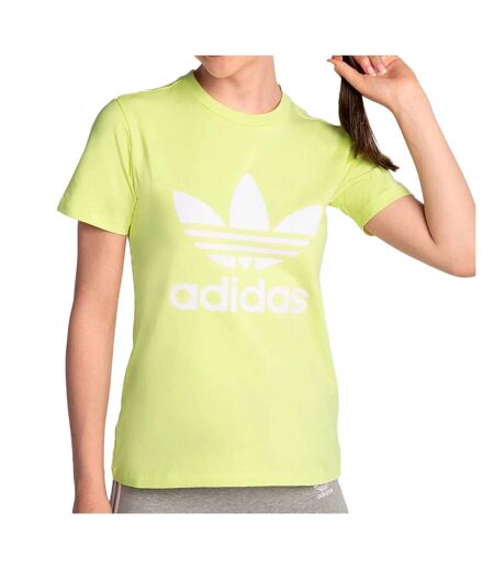 T-shirt Jaune fluo Femme Adidas Trefoil