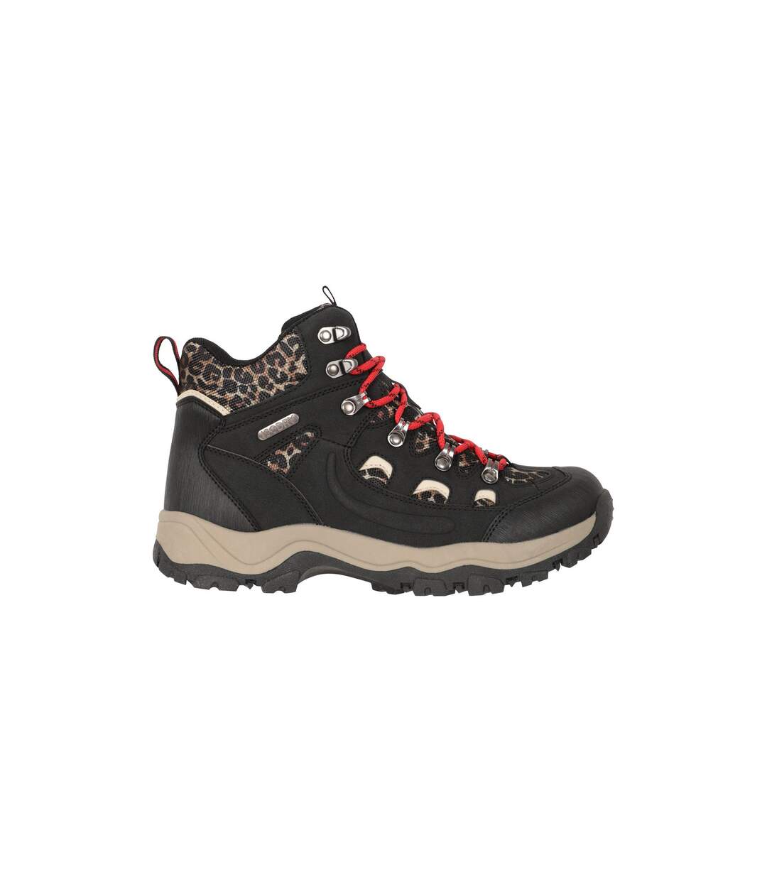 Womens/ladies adventurer leopard print faux suede waterproof walking boots black Mountain Warehouse-4