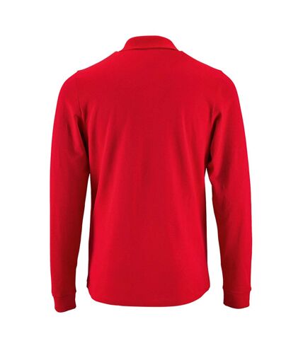 SOLS Mens Perfect Long Sleeve Pique Polo Shirt (Red) - UTPC2912