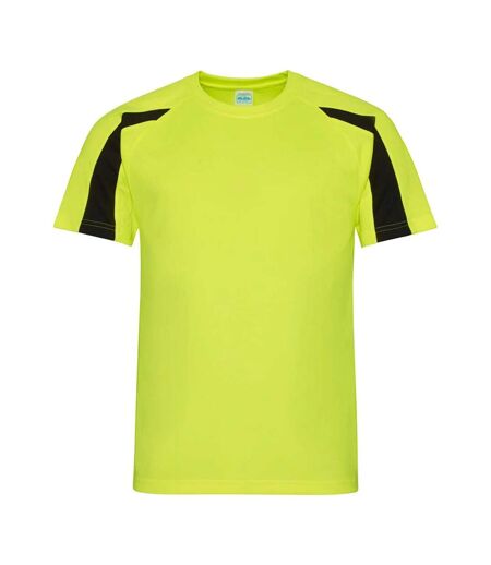 AWDis Cool Mens Contrast Moisture Wicking T-Shirt (Electric Yellow/Jet Black) - UTPC5918