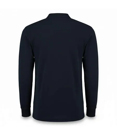 Mens Pique Long-sleeved Polo Shirt Navy Kustom Kit