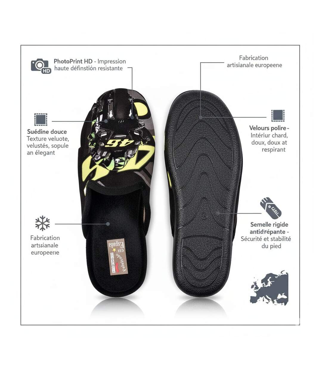 Pantoufles Homme Mule Fantaisie PHOTOPRINT-3
