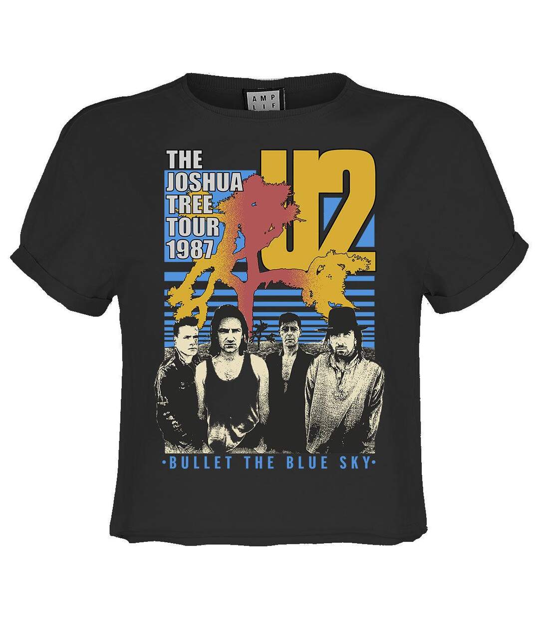 Womens/ladies Bullet The Blue Sky U2 Crop Top Charcoal Amplified-1