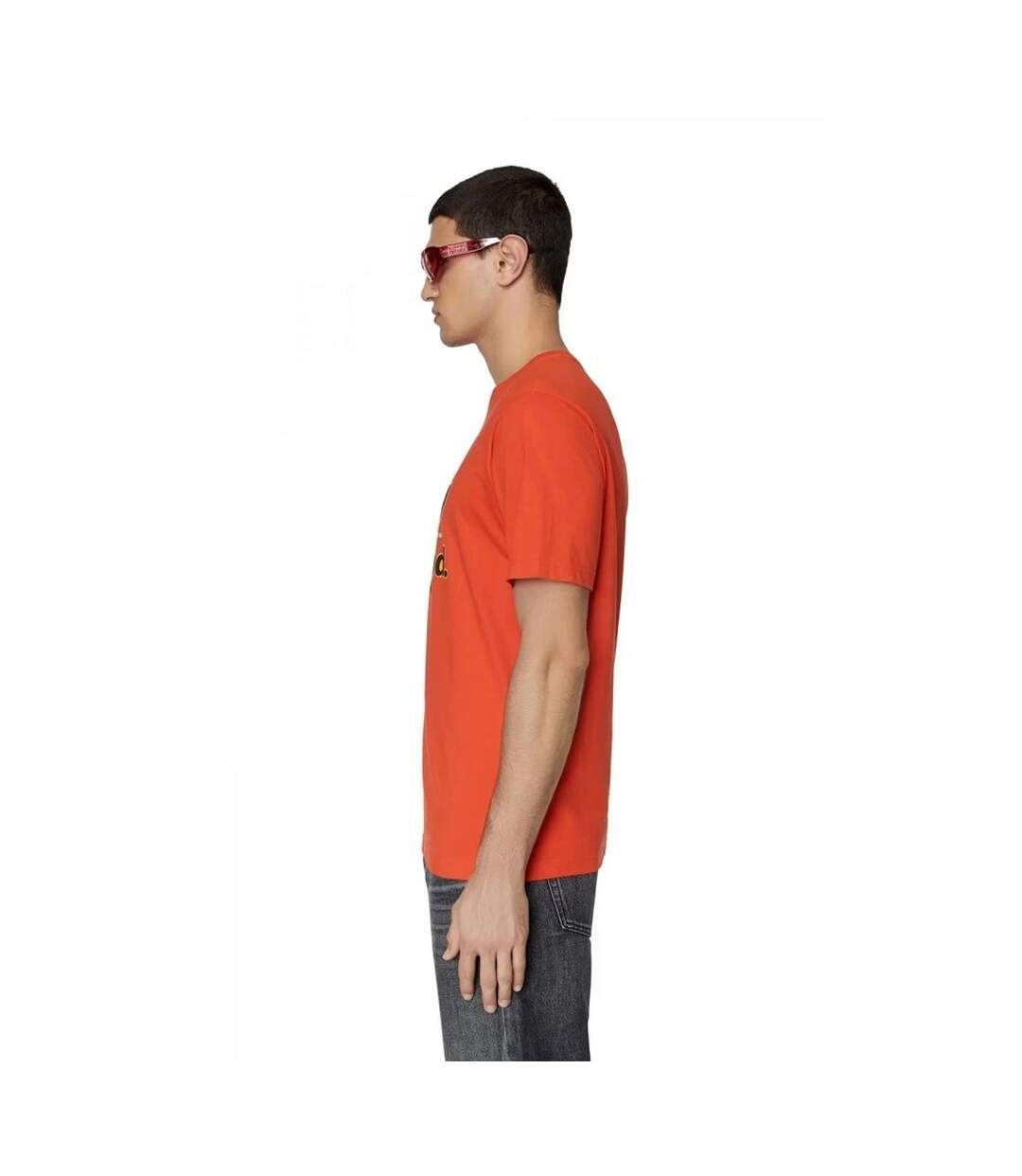 T-shirt Motif/style Logo Power Station Adulte Orange Noir Diesel-4