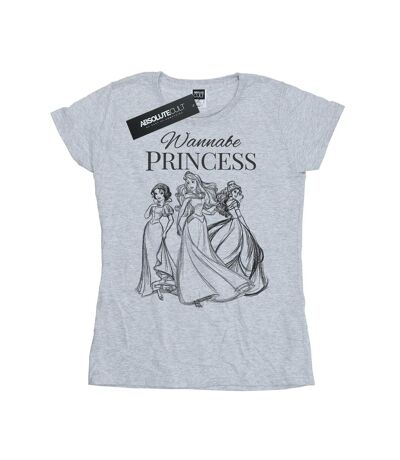 Disney Princess Womens/Ladies Wannabe Princess Cotton T-Shirt (Sports Grey)