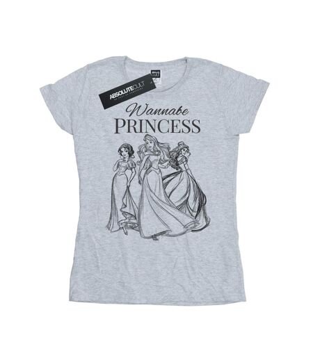 Disney Princess Womens/Ladies Wannabe Princess Cotton T-Shirt (Sports Grey)