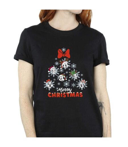 Disney Womens/Ladies Mickey Mouse And Friends Christmas Tree Cotton Boyfriend T-Shirt (Noir) - UTBI39314