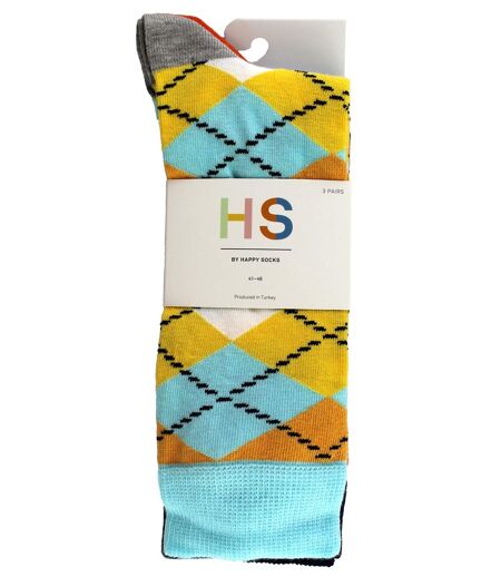 3 Pairs Classic Argyle Patterned Dress Socks