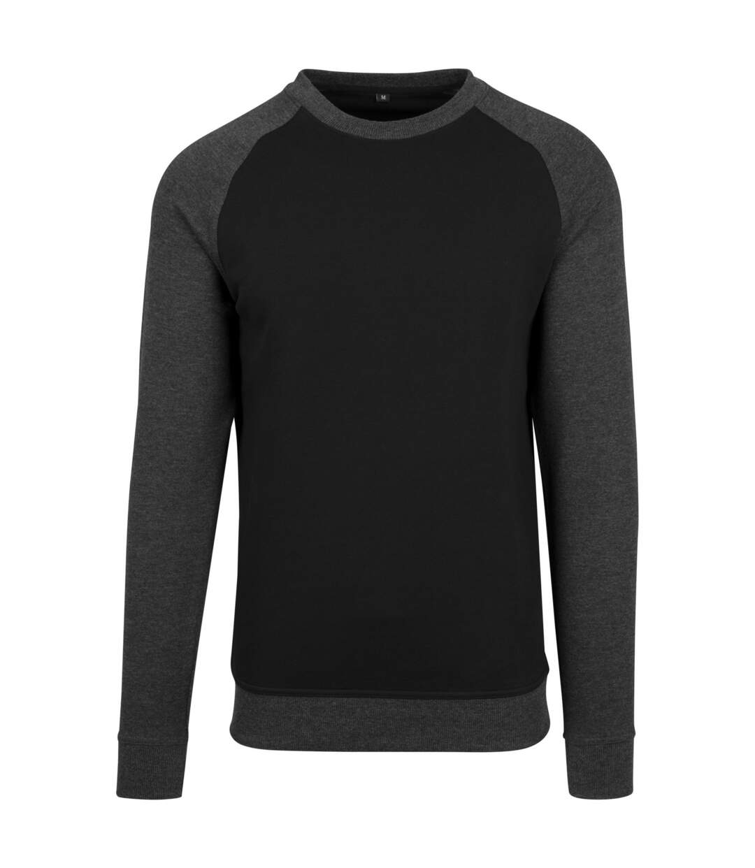T-shirt Manches Raglan Homme Noir Charbon Chiné Build Your Brand-1