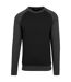 T-shirt Manches Raglan Homme Noir Charbon Chiné Build Your Brand-1