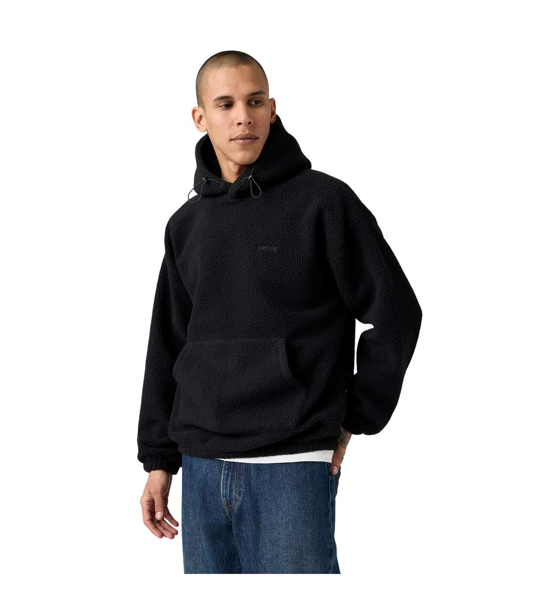 Mens Hooded Long-sleeved Sweatshirt Black Levis-4