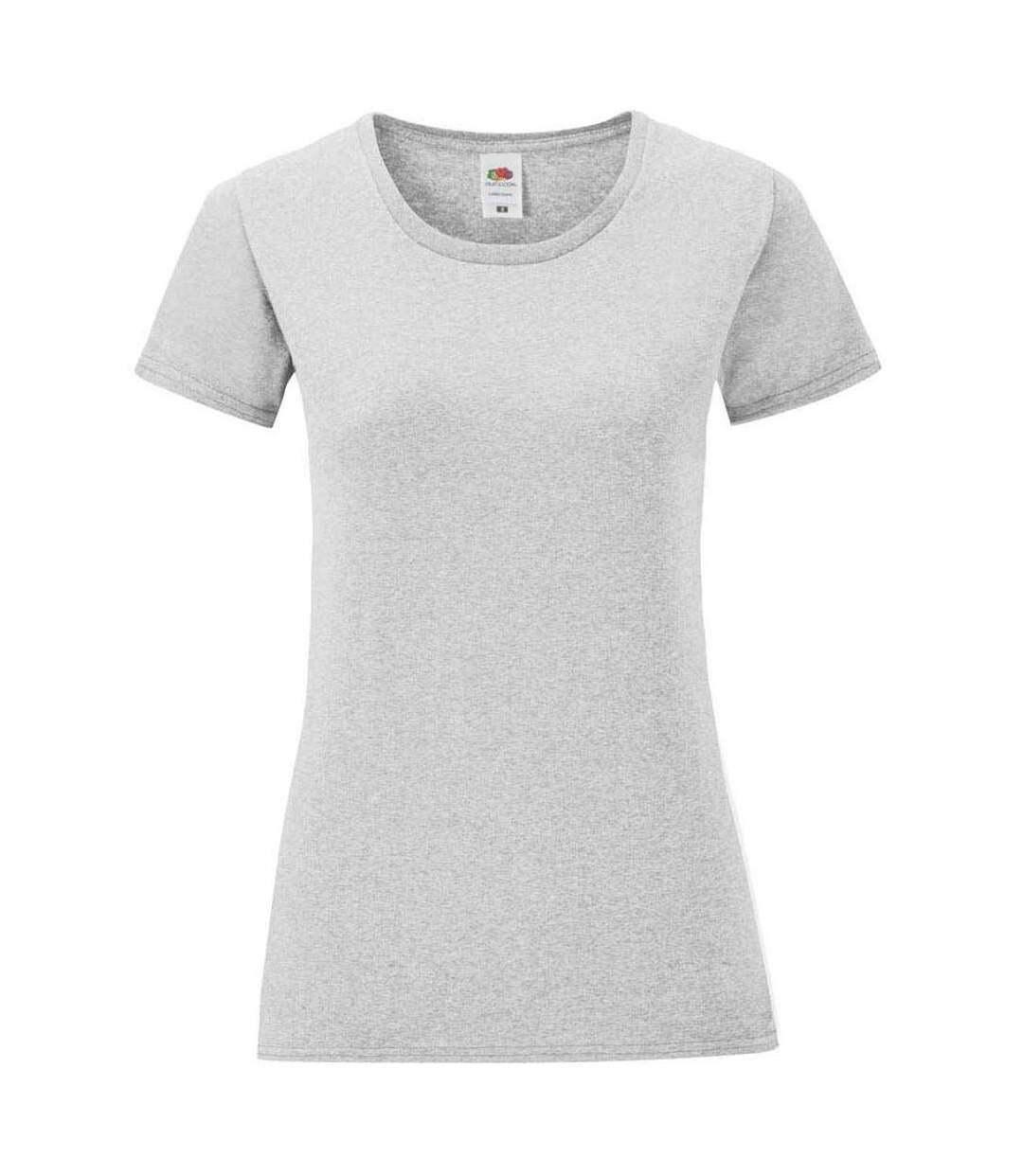 T-shirt manches courtes iconic femme gris clair chiné Fruit of the Loom-1