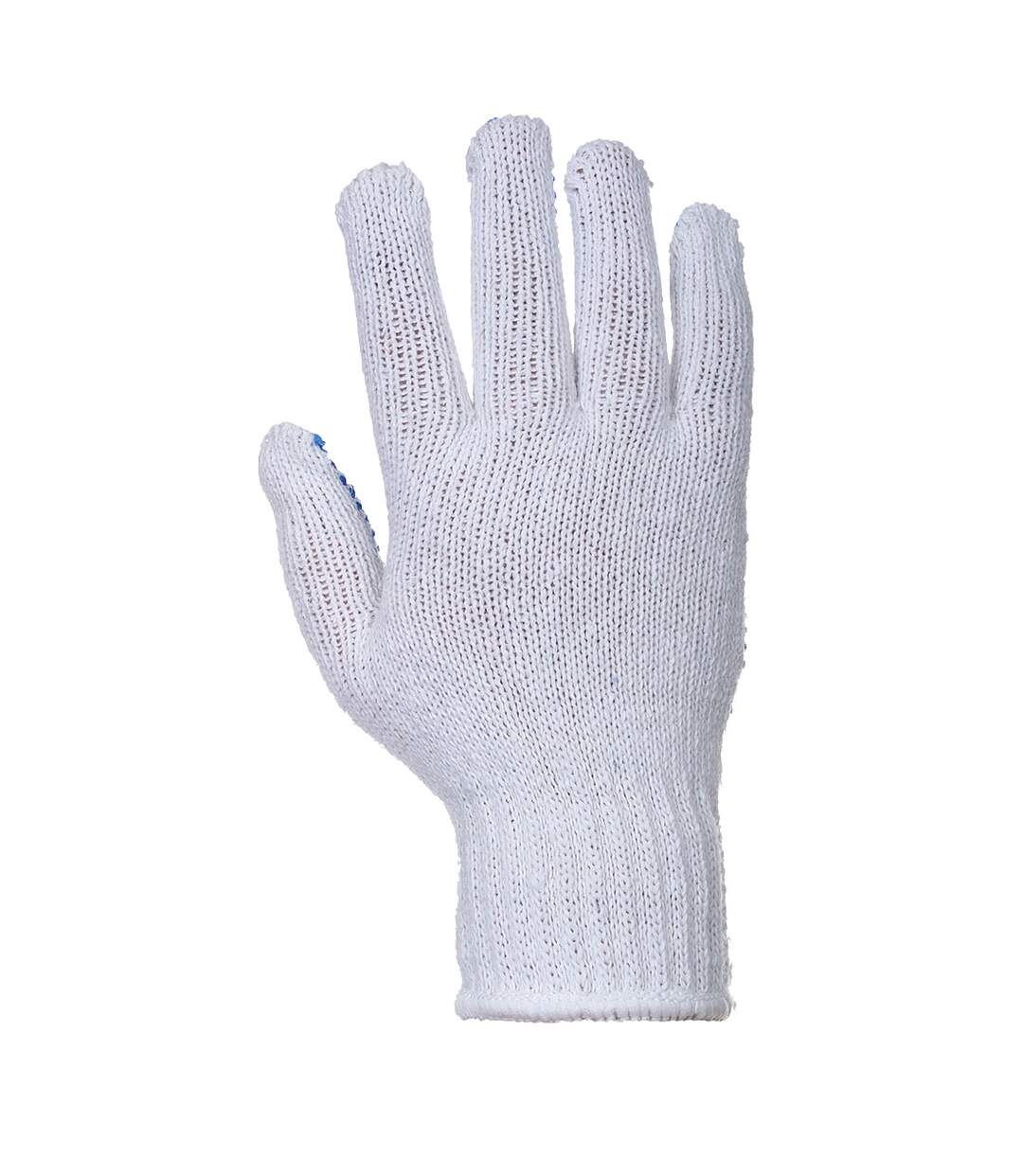 Unisex adult classic polka dot grip gloves l white/blue Portwest-2