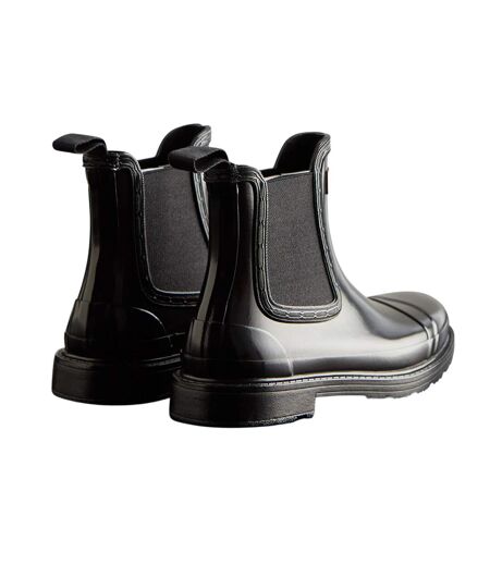 Womens/ladies Commando Gloss Chelsea Boots Black Hunter