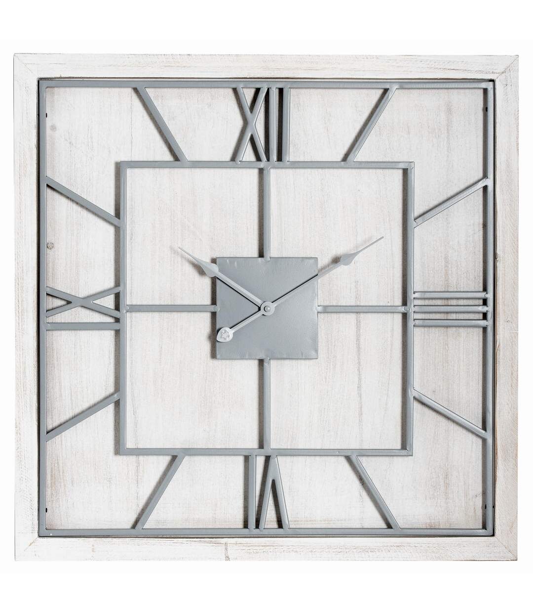 Williston square wall clock 90cm x 5cm x 90cm white/silver Hill Interiors