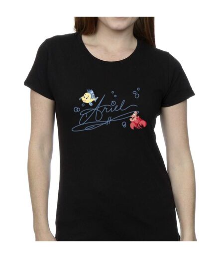 Disney T-shirt en coton Ariel La Petite Sirène Femme/Ladies (Noir) - UTBI26401