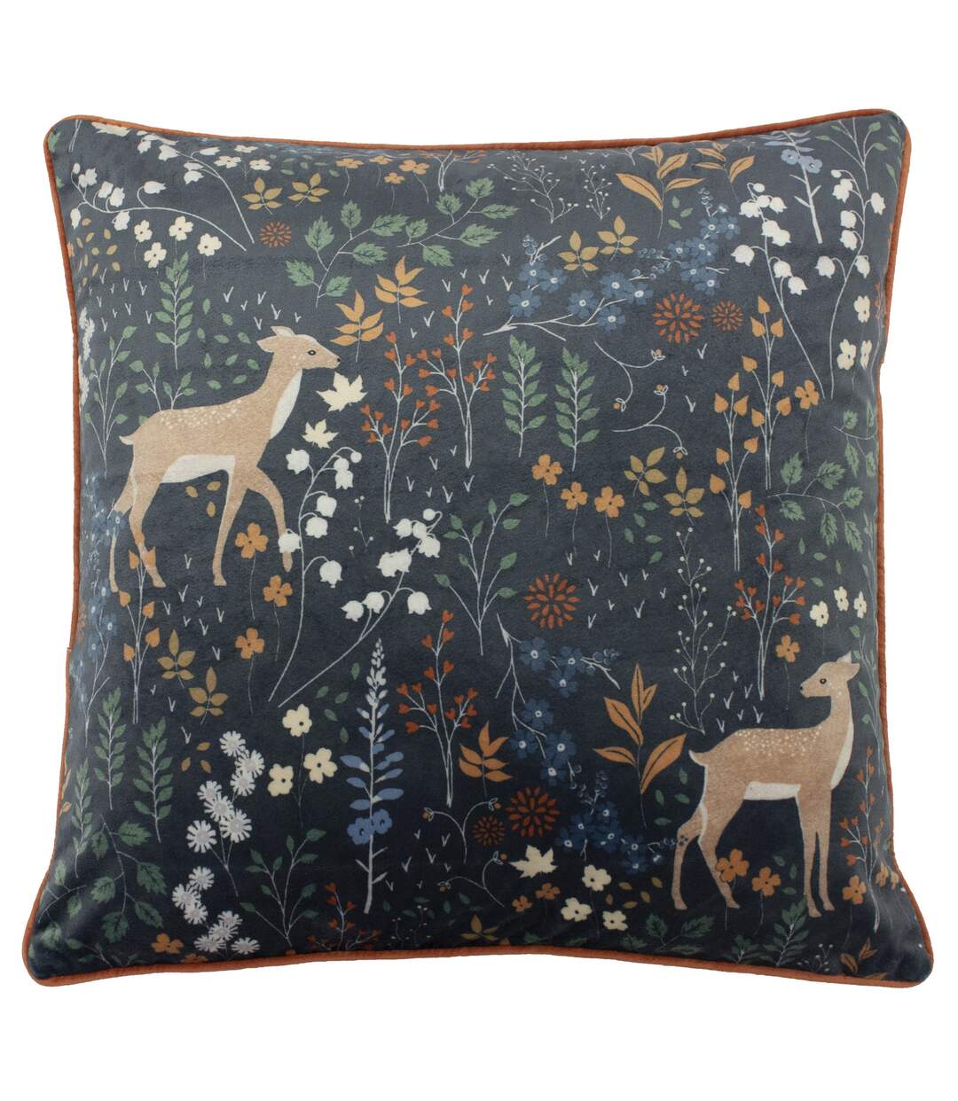 Richmond cushion cover with woodland and botanical design one size midnight blue Furn