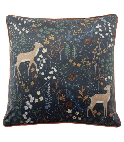 Furn Richmond Cushion Cover with Woodland and Botanical Design (Midnight Blue)