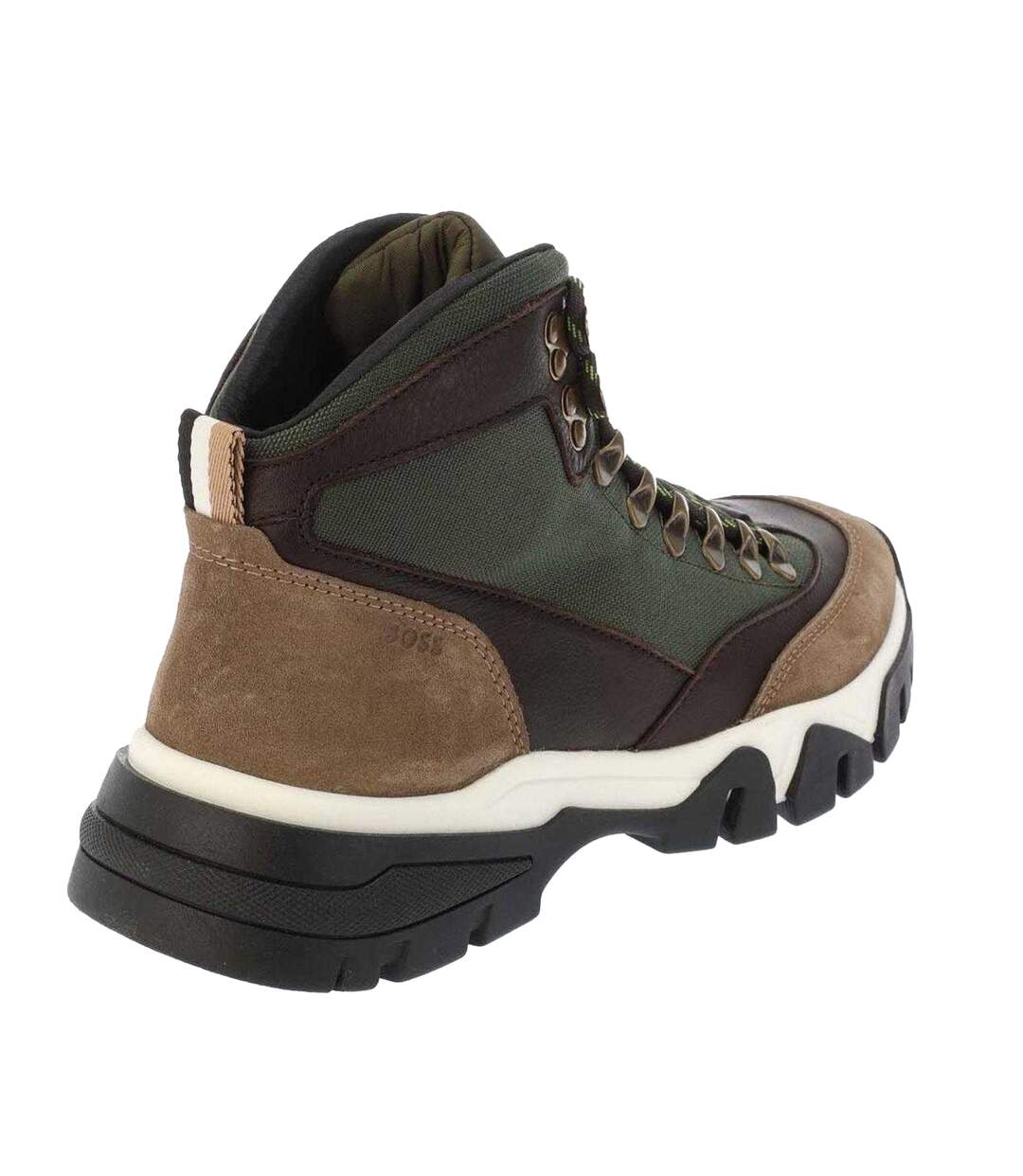 Mens Panelled Material Mix Ankle Boots Green Boss-2