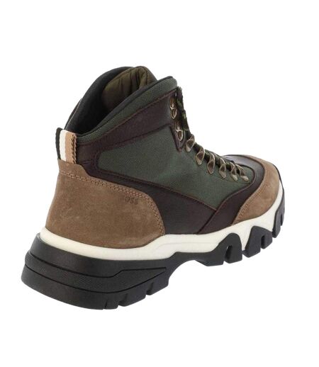Mens Panelled Material Mix Ankle Boots Green Boss