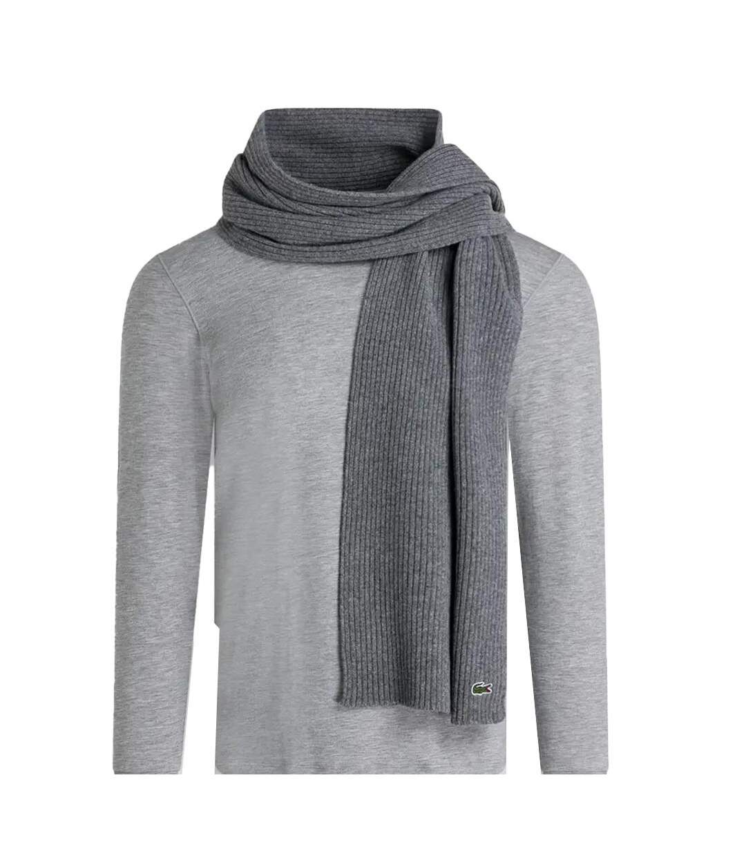 Echarpe grise lacoste en laine cotelee - taille unique-1