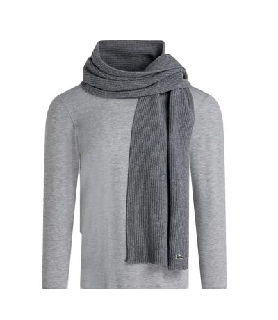 Echarpe grise lacoste en laine cotelee - taille unique
