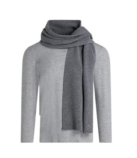 Echarpe grise lacoste en laine cotelee - taille unique