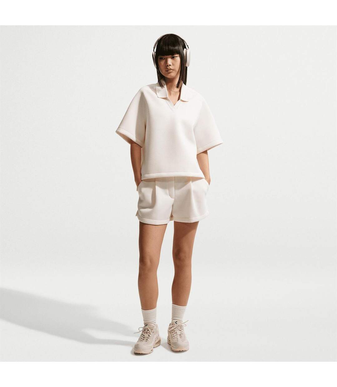 Polo Manches Courtes Femme Blanc Cassé Nike-4
