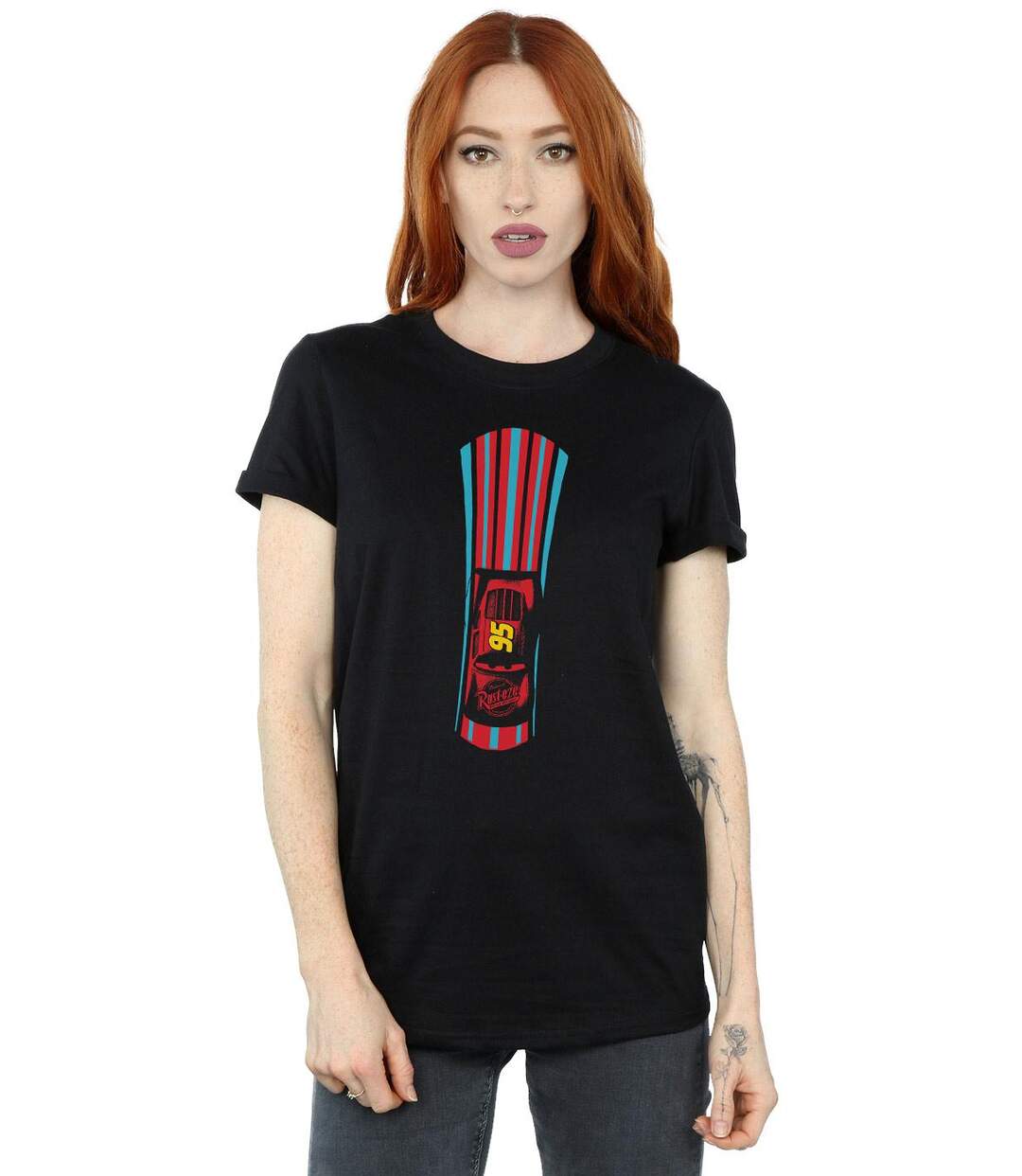 Disney - T-shirt CARS LIGHTNING MCQUEEN STRIPES - Femme (Noir) - UTBI16071-2