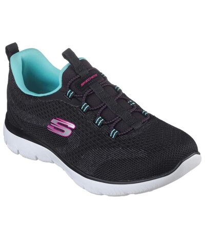 Womens/ladies summits new nature trainers black/blue Skechers