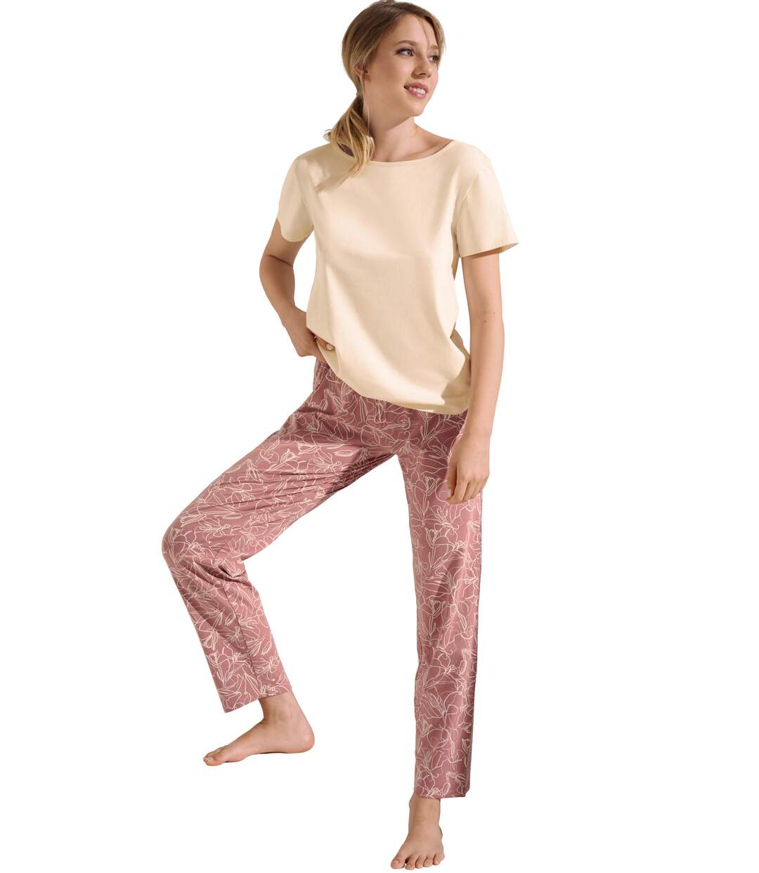 Pyjama pantalon t-shirt manches courtes Nina Lisca