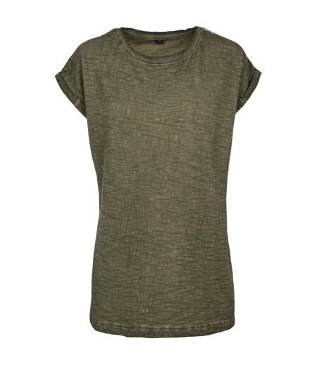 T-shirt Motif/style Teinture Par Pulvérisation Femme Olive Build Your Brand