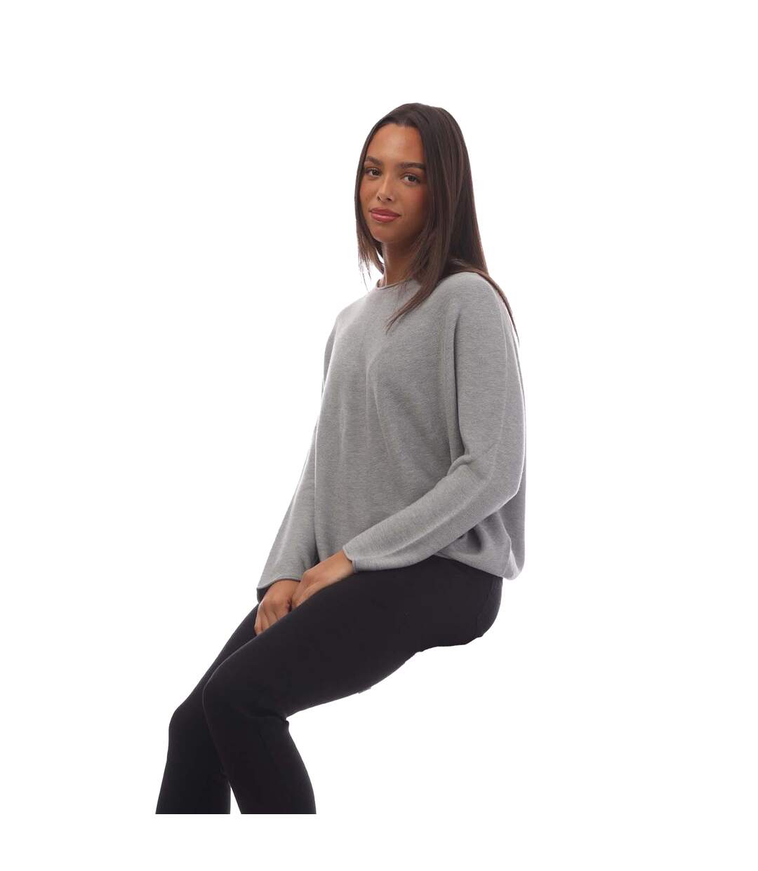 Womens/ladies c_faland boat neck jumper silver Boss-3