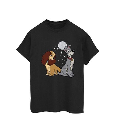 Disney Femmes/Les femmes Lady And The Tramp Moon - T-shirt boyfriend en coton (Noir) - UTBI30742