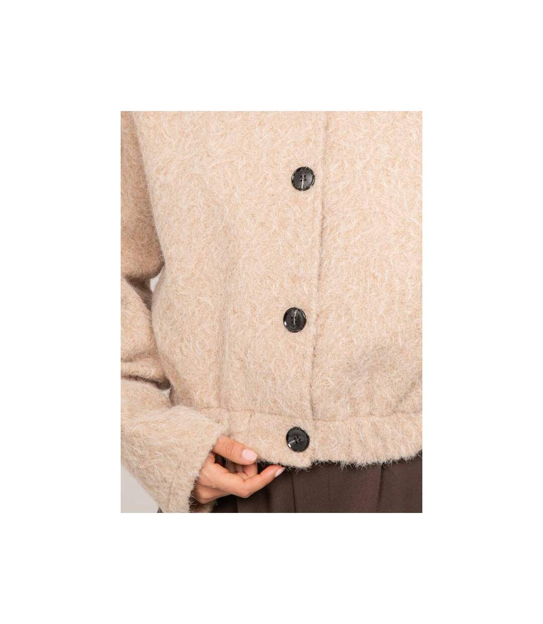 Blouson court en maille poil long boutonné UVINA - Dona X Lisa-3