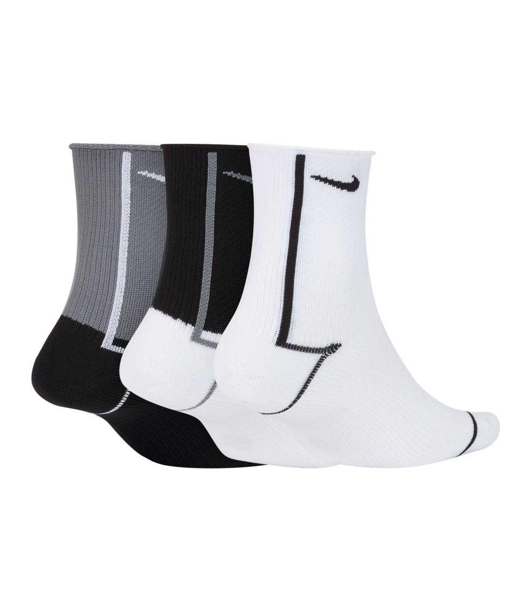 Pack Of 3  Unisex Adult Plus Trainer Socks  Grey Black White Nike-3