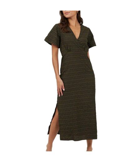 Robe Mi-longue Manches Courtes Femme Kaki Noir Brave Soul