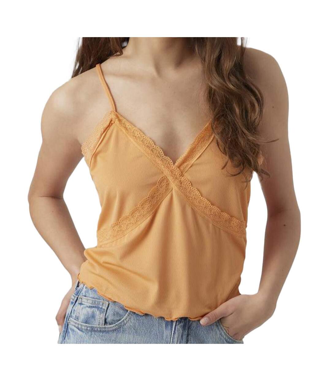 Top Orange Femme Vero Moda Singlet Crop Top - L-1