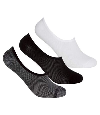 Redtag Active Womens/Ladies Invisible Trainer Socks (3 Pairs) (Black/White/Gray) - UTUT1362