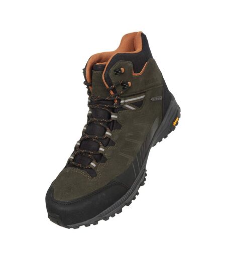 Mens extreme rockies leather walking boots khaki green Mountain Warehouse