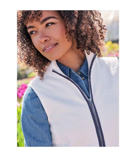 Womens/ladies Organic Cotton Fleece Gilet Cream WoolOvers