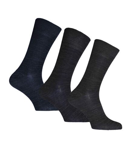 Simply Essentials Mens Super Soft Bamboo Socks (Pack Of 3) (Shade of Blue Melange) - UTUT1580