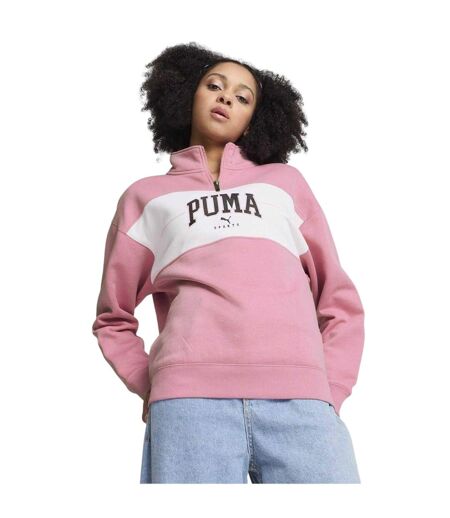 Womens/ladies Colour Block Zip Neck Sweatshirt Mauved Out Puma