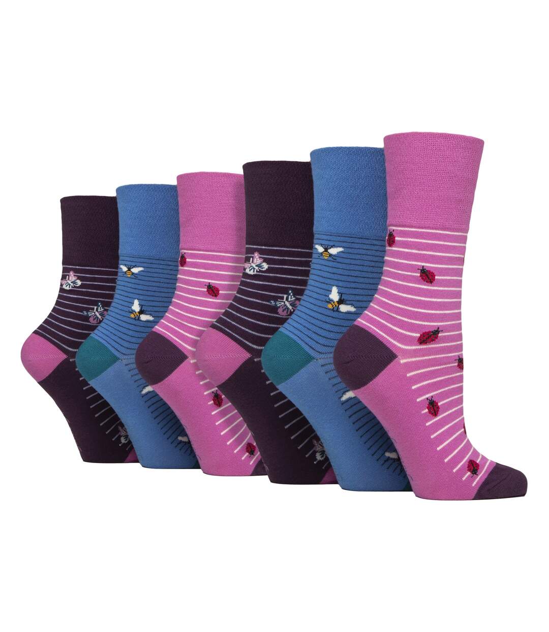 6 Pairs Ladies Non Elastic Cotton Rich Wildlife Dogs Cats Patterned Socks-1