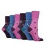 6 Pairs Ladies Non Elastic Cotton Rich Wildlife Dogs Cats Patterned Socks-1